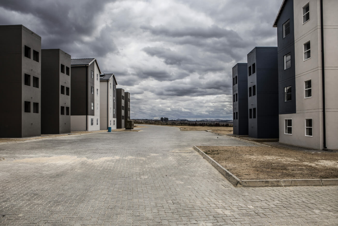 RDP flats at Riverside View, a mixed housing estate situated between Steyn City and Diepsloot to the north of Joburg.